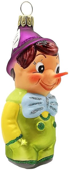 Pinocchio grün / violett 10cm - Schatzhauser Christbaumschmuck, Lauschaer Glaskunst