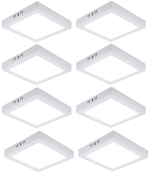 8er Set LED Deckenleuchte, Aufbau-Panel, Kunststoff, weiß, L 21,4 cm