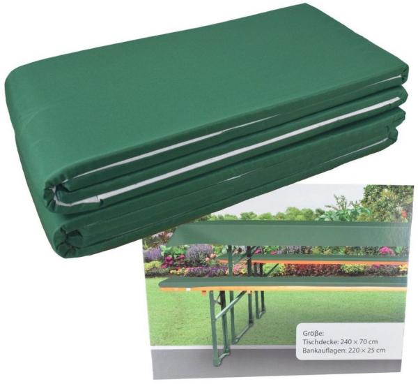 Marabellas Shop Bankauflage Polster für Bierzeltgarnituren ca. 220 x 25 x 2 cm inkl. Tischdecke, (3 St), Auflagen mit Haltebändern