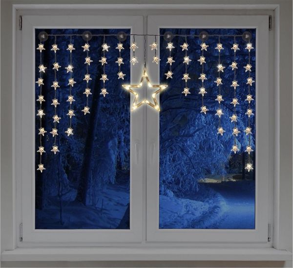 GartenHero LED-Lichtervorhang LED Lichterkette Sterne Lichterschlauch Sternenvorhang Lichtervorhang
