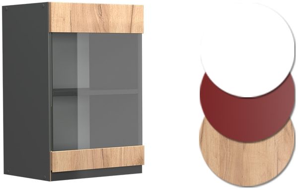 Küchenglasschrank R-Line Goldkraft Eiche 40 cm J-Shape Vicco Bild 6