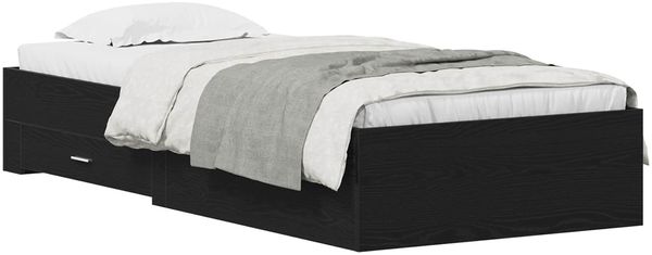 vidaXL Bettrahmen Schwarz Eichen-Optik 90 x 190 cm Holzwerkstoff 3333992 Bild 2