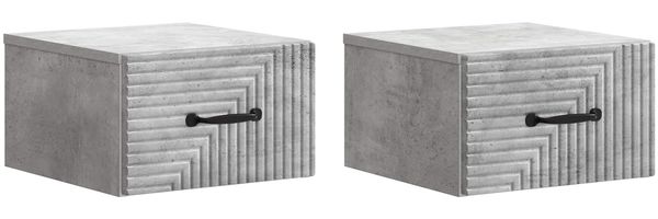 vidaXL Wandmontierter Nachttisch 2 pcs Betongrau 34,5 x 33 x 20 cm 898602