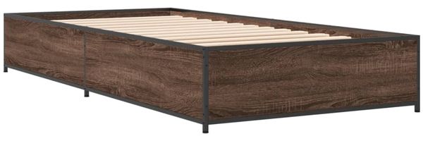 vidaXL Bettgestell Braun Eichen-Optik 100x200 cm Holzwerkstoff Metall 845110 Bild 3