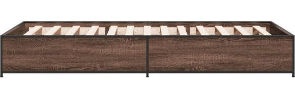 vidaXL Bettgestell Braun Eichen-Optik 100x200 cm Holzwerkstoff Metall 845110 Bild 5