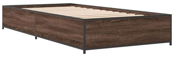 vidaXL Bettgestell Braun Eichen-Optik 100x200 cm Holzwerkstoff Metall 845110 Bild 6