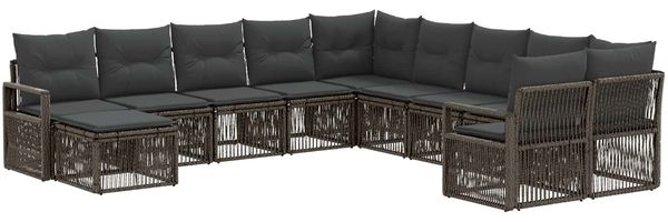 vidaXL Gartensofa-set 11 pcs Grau Poly-Rattan 3435911