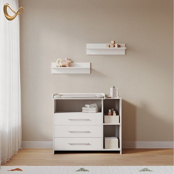 Livinity® Wickelkommode Torino, Weiß/Weiß, mit Schubladen