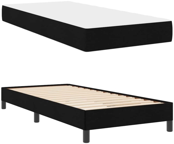 vidaXL Boxspringbett mit Matratze Schwarz 90 x 190 cm Stoff 3398453 Bild 4