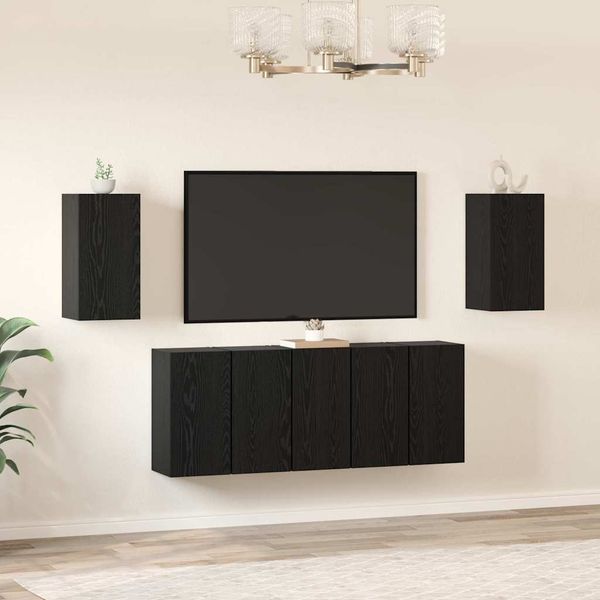 vidaXL TV-Schrankset 7 pcs Schwarz Eichen-Optik 30,5 x 30 x 60 cm 3393145