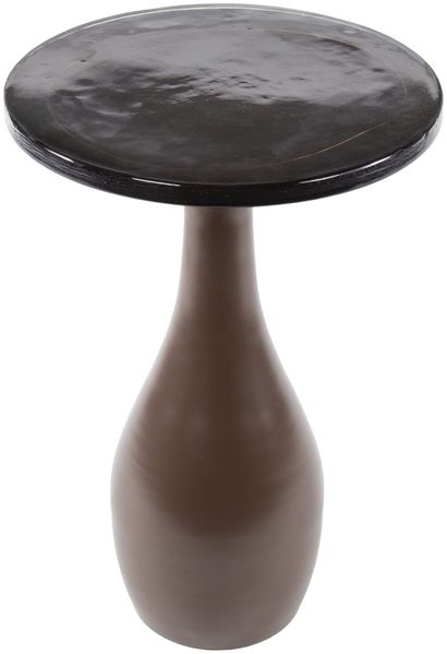 Beistelltisch Klidun Tropfen Glas und Metall, modern, antikkupfer, gewellte Glasplatte, Größe M