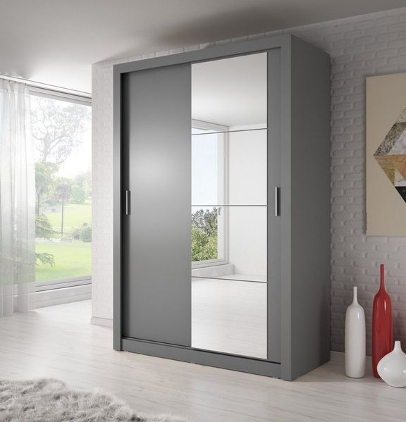 Compleo Kleiderschrank ARTI 04 auf praktische Art, Mehrweckschrank 150 cm mit Spiegel