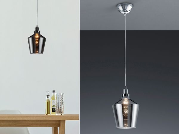 LED Pendelleuchte 1-flammig klein mit Rauchglas Lampenschirm, Ø 20cm