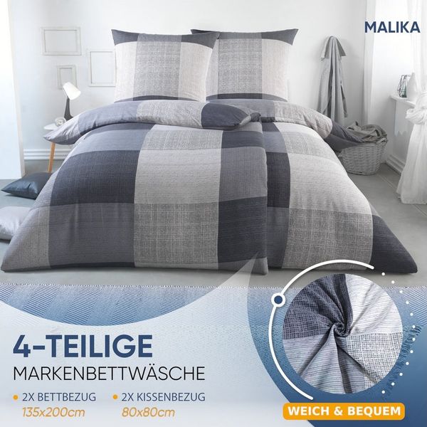 Kuscheli Bettwäsche 2x 135x200 + 2x 80x80 cm atmungsaktiver Bettbezug, moderne Designs, Für Allergiker geeignet, pflegeleicht, angenehm weicher Stoff