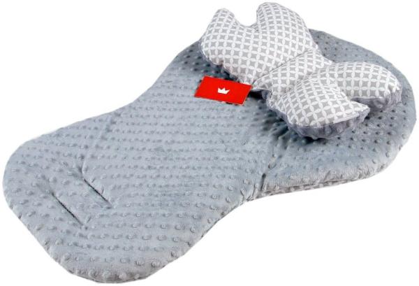 BabyLux Kinder-Sitzauflage BABYLUX Kinderwagen SITZAUFLAGE Kissen Gurtschoner f. Buggy Autoschale, 5. Grau + Maroko 2 Tlg Sitzauflage + Kissen