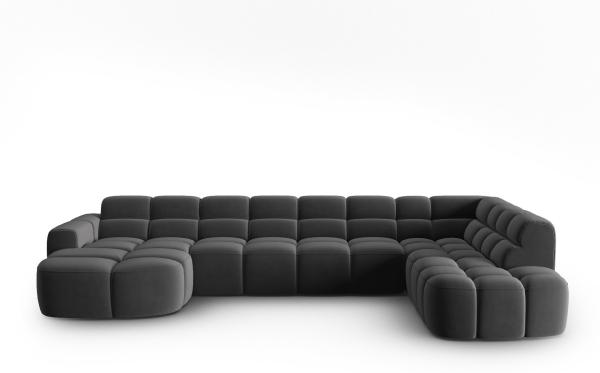 Micadoni Panorama Ecksofa Lisa 7-Sitzer Rechts Samtstoff Casino Dunkelgrau Bild 1