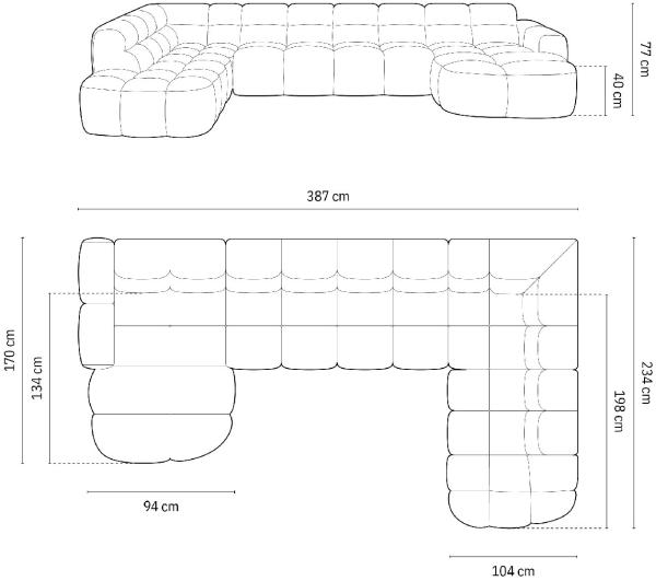 Micadoni Panorama Ecksofa Lisa 7-Sitzer Rechts Samtstoff Casino Dunkelgrau Bild 7