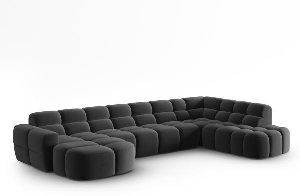 Micadoni Panorama Ecksofa Lisa 7-Sitzer Rechts Samtstoff Casino Dunkelgrau Bild 2