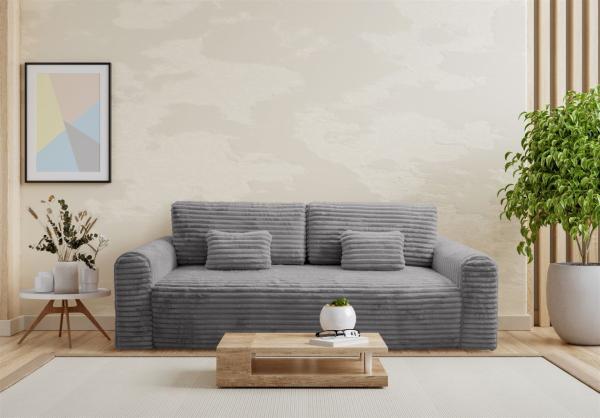 Schlafsofa Designersofa Sofa 3-Sitzer GWEN in Stoff Vito Grau