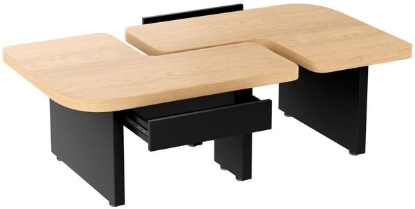 LVHOM Couchtisch 135x60cm/90x90cm ÖKO Modern Modular 2-in-1 mit Beleuchtung (Sachlichkeit + Innovation, Technische Details in Kurzform, Umweltbewusstsein, Wertige Materialassoziation, mehr in 1 Design trifft intelligente Raumtransformation), Rückseitig...