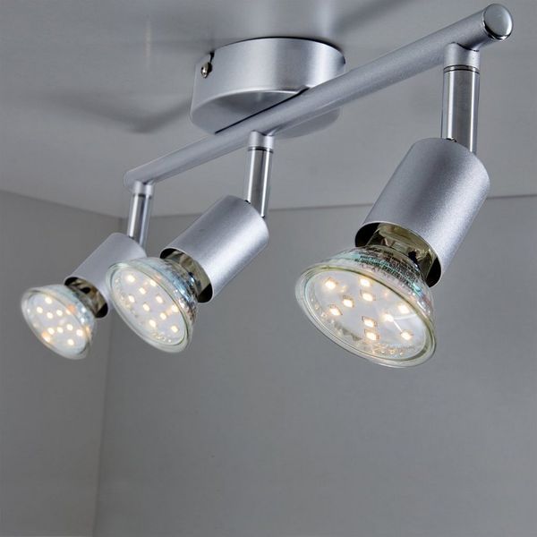 B.K.Licht Deckenleuchte Deckenspot 3x3W 750lm 3000K - 30-01-03-T, LED wechselbar, Titanfarbig Schwenkbar Drehbar GU10 Modern