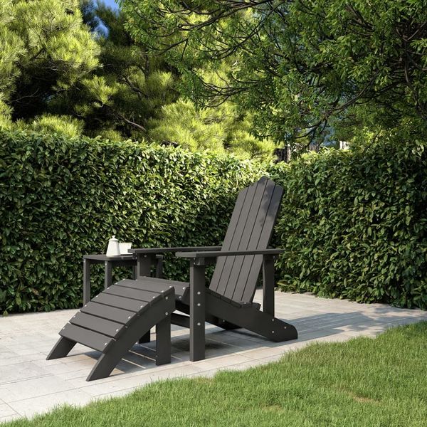 vidaXL Adirondack-Gartenstuhl mit Fußteil HDPE Anthrazit 318646