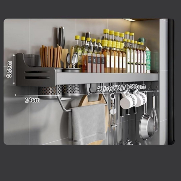 Modernes Gewürzregal Hängend ohne Bohren 50cm Grau Bild 3