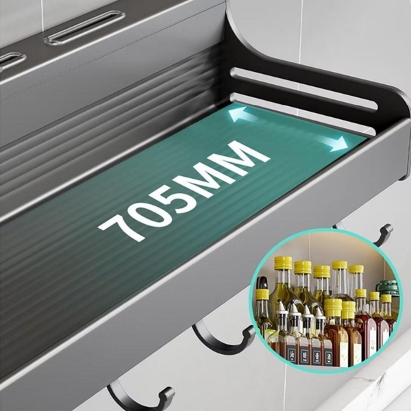 Modernes Gewürzregal Hängend ohne Bohren 50cm Grau Bild 5