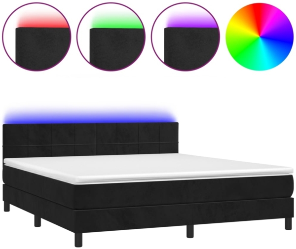 vidaXL Boxspringbett mit Matratze & LED Schwarz 160x200 cm Samt 3134413