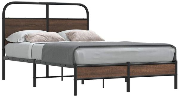 vidaXL Bettgestell ohne Matratze 135x190 cm Braun Eichen-Optik 4100463