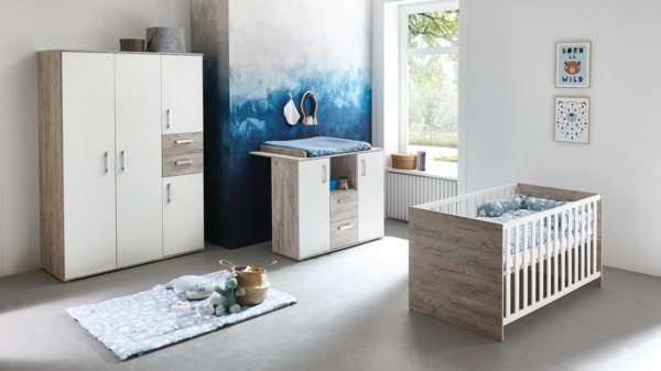 arthur berndt Babyzimmer-Komplettset Bente, (Set, 3-tlg, Kinderbett, Schrank, Wickelkommode), Made in Germany, mit Kinderbett, Schrank und Wickelkommode
