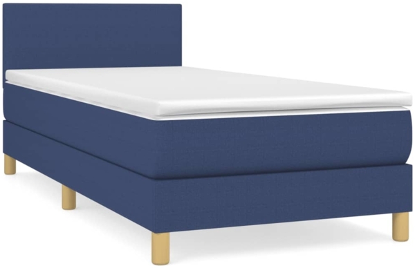 vidaXL Boxspringbett mit Matratze Blau 90x190 cm Stoff 3140423
