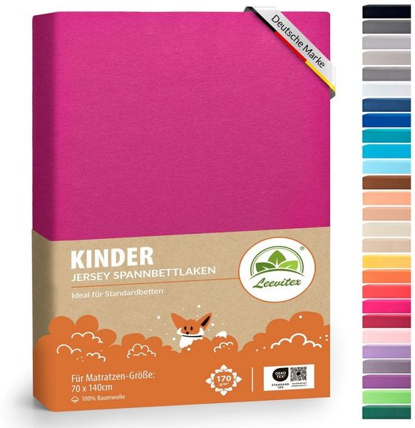 leevitex® Spannbettlaken Jersey aus 100% Baumwolle, für Kinder- & Standardmatratzen, Jersey, Gummizug: rundum, 100% Baumwolle, anschmiegsam & dehnbar, diverse Größen und Farben
