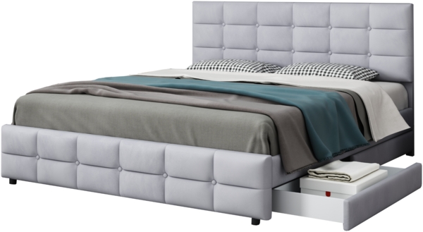 Polsterbett 180x200 cm mit Schubladen, Stauraumbett, Samtgestell, Lattenrost, modernes Gästebett Schlafzimmerbett Bild 9