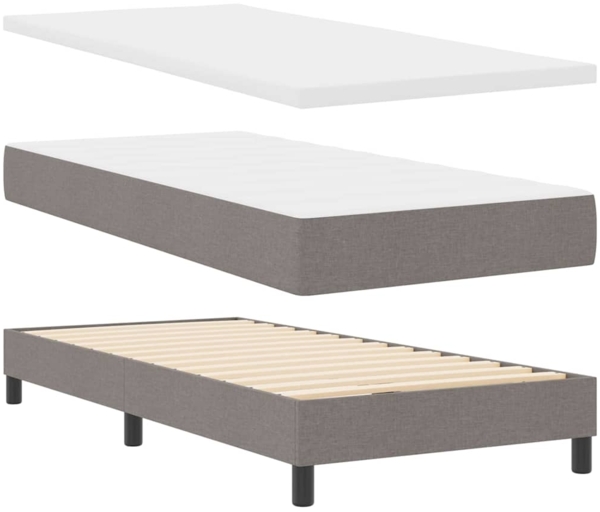 vidaXL Boxspringbett mit Matratze mit Kopfteil Taupe 80 x 200 cm Stoff 3339993