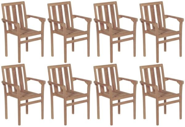 vidaXL Stapelbare Gartenstühle 8 Stk. Massivholz Teak 3073378