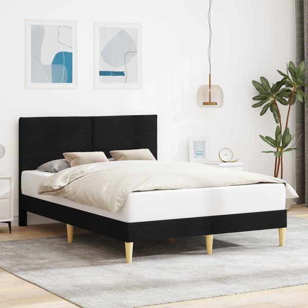 vidaXL Bettrahmen mit Kopfteil Schwarz 120x200 cm Stoff 42027578
