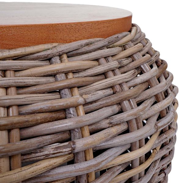 Beistelltisch HWC-M30, Rattantisch Blumentisch Kaffeetisch Loungetisch Holztisch, rund 33x49x49cm, Kubu Rattan natur Bild 7