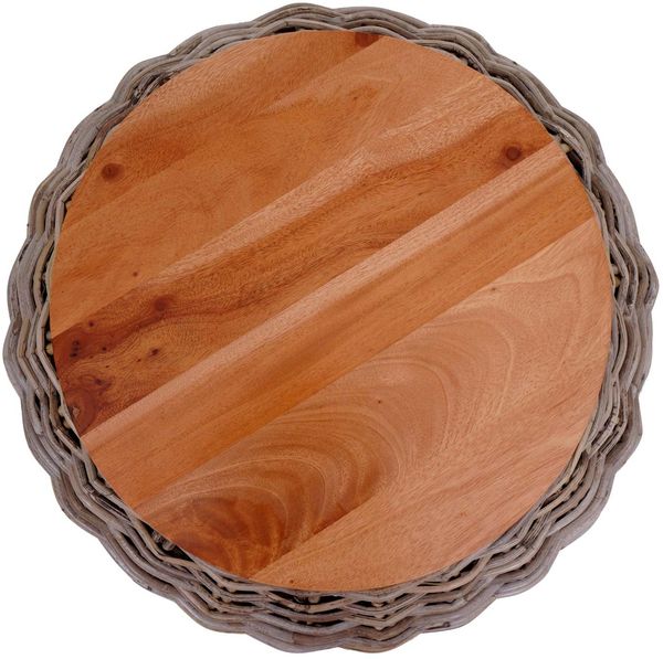 Beistelltisch HWC-M30, Rattantisch Blumentisch Kaffeetisch Loungetisch Holztisch, rund 33x49x49cm, Kubu Rattan natur Bild 6