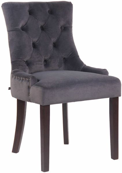 Esszimmerstuhl HILON - Samt Dunkelgrau 55x58x92 cm Braun | Essstühle Esszimmerstühle Küchenstühle Wohnzimmerstühle