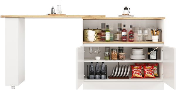 MODFU Bartisch 360° drehbares Sideboard (Barschrank mit Glasschiebetür – großzügiger Stauraum) Bild 9