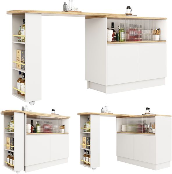 MODFU Bartisch 360° drehbares Sideboard (Barschrank mit Glasschiebetür – großzügiger Stauraum) Bild 10