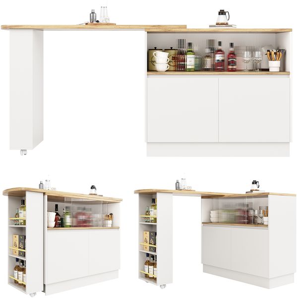 MODFU Bartisch 360° drehbares Sideboard (Barschrank mit Glasschiebetür – großzügiger Stauraum) Bild 6