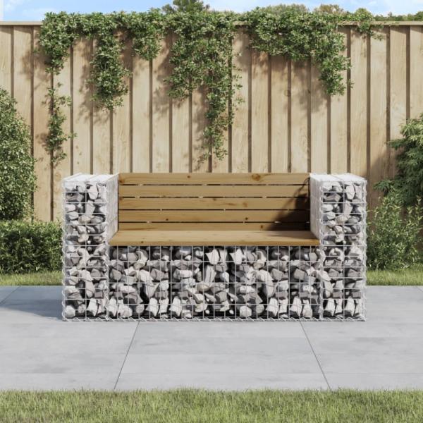 vidaXL Gartenbank aus Gabionen 143x71x65,5 cm Kiefernholz Imprägniert 834379