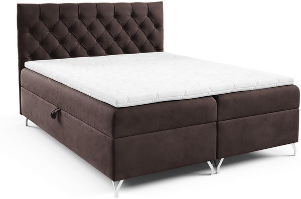 MEBLINI Boxspringbett GIULIA 180x200 cm mit Bettkasten – H3/Dunkelbraun Samt Polsterbett - Doppelbett mit Topper & Taschenfederkern-Matratze Bild 2