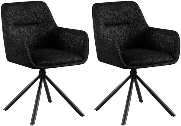 CLP 2er Set Stuhl Tipton Stoffbezug schwenkbar und mit Rückenlehne,schwarz