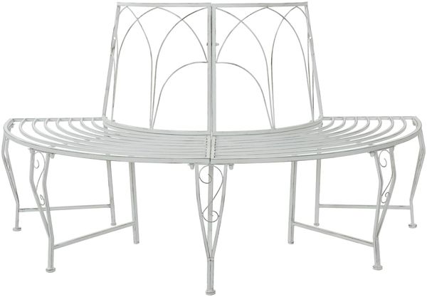 vidaXL Baumbank 4-Sitzanzahl 160 x 80 x 89 cm Stahl Antik Weiß 42029520
