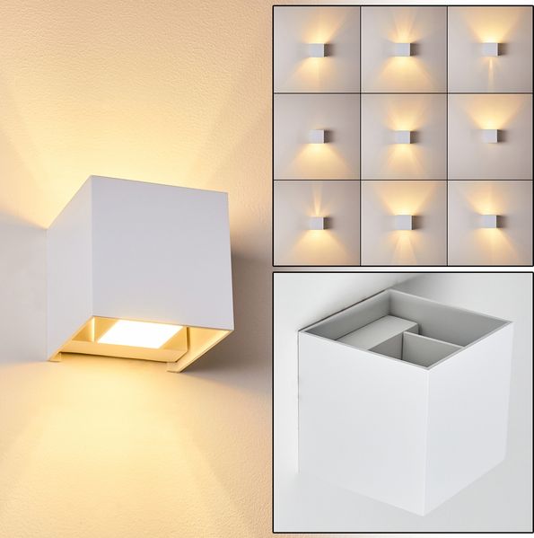 hofstein Wandleuchte »Vaccina« moderne Wandlampe aus Metall in Weiß, ohne Leuchtmittel, 2700 Kelvin, verschiedene Lichteffekte durch verstellbaren Schirm, Up & Down, G9