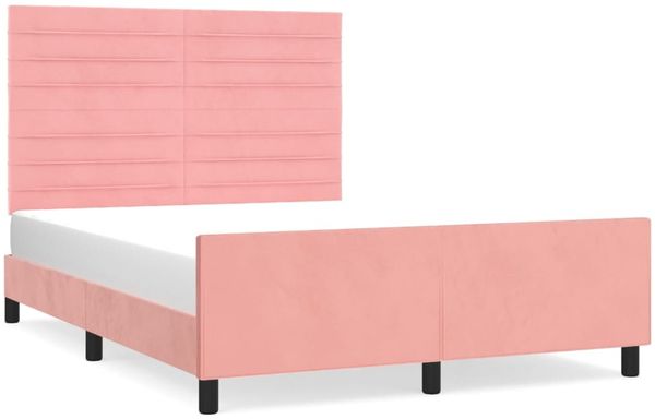 Doppelbett, Bettgestell Modernen mit Kopfteil Rosa 140x190 cm Samt d1074e