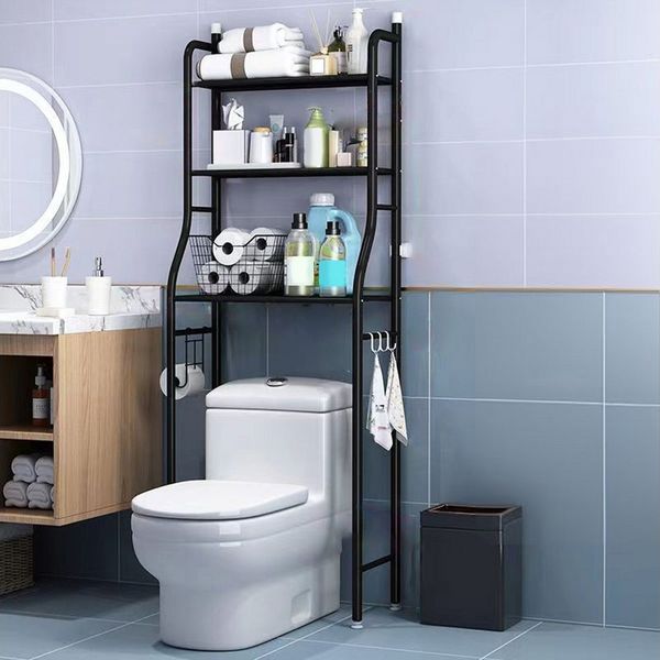 GarveeMore Badregal Metall-Organisationsregal über der Toilette mit abnehmbaren Handtuchha, Toilettenaufbewahrung Papierhalter Badezimmer-Organizer über derToilet